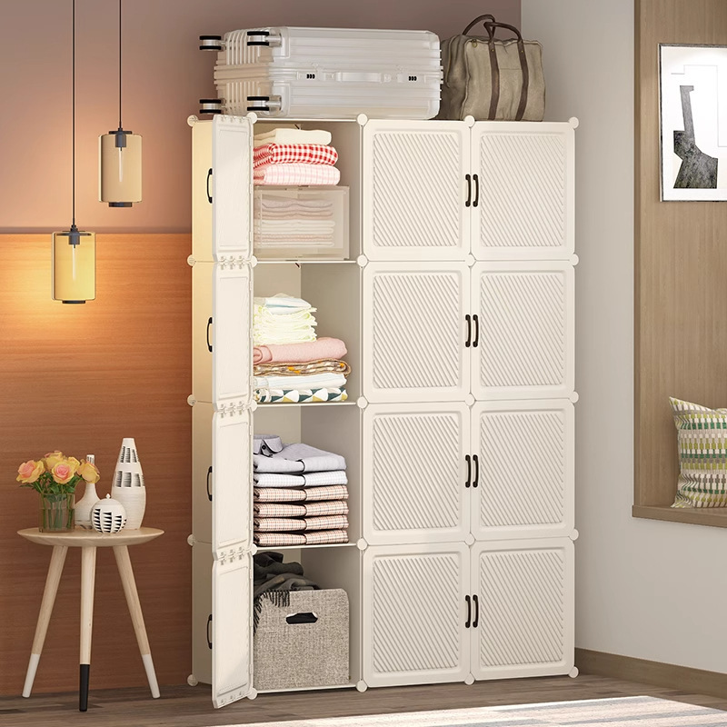 Simple Wardrobe Home Bedroom Assembly Plastic Sturdy Durable Storage Cabinet for Rental Room Cloth Wardrobe Storage Cabinet