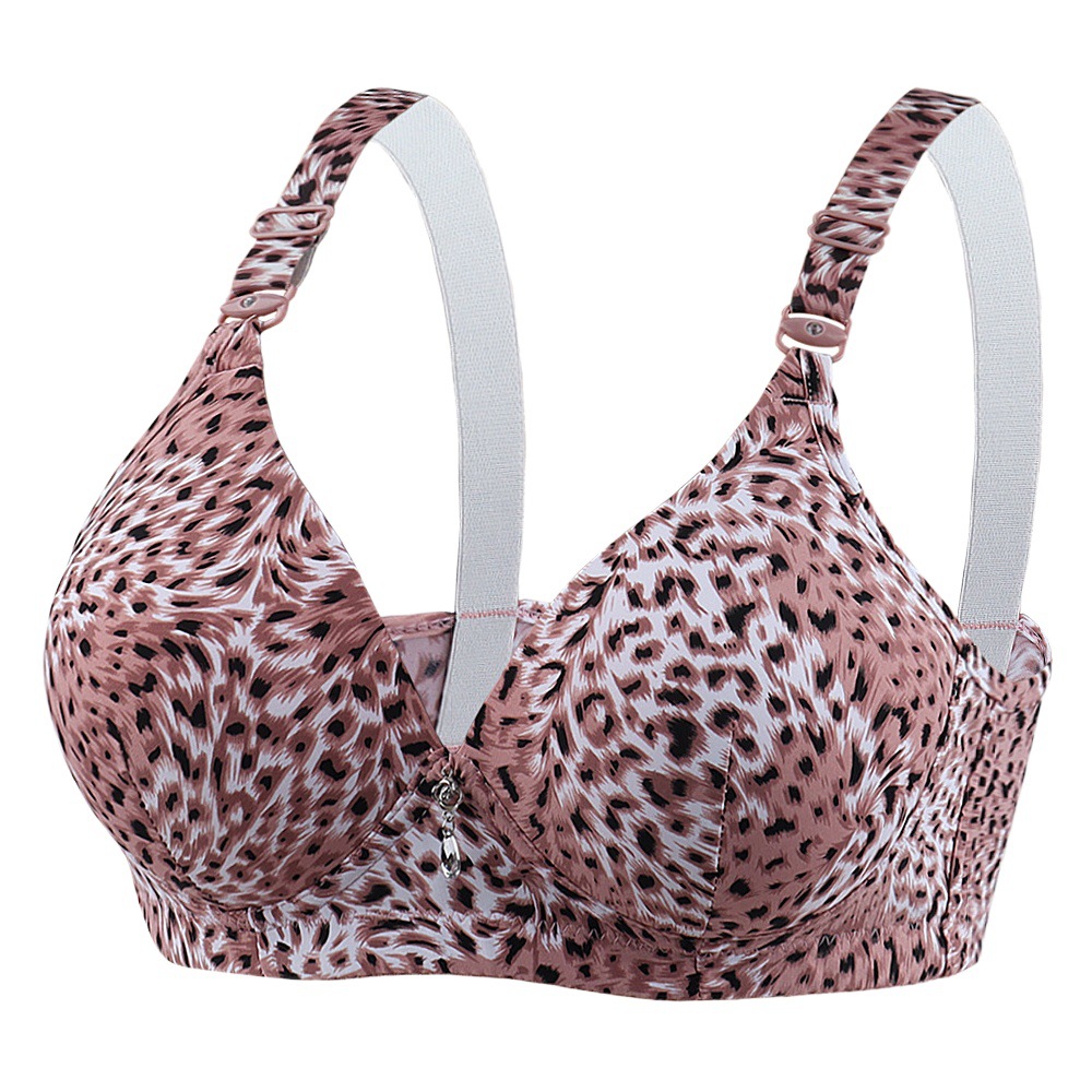 New Cross-border Large Size Sexy Leopard Print Bra Soft Cotton Push-up Underwear Bra No Steel Rings Thin Cotton Comfortable Bra for Women