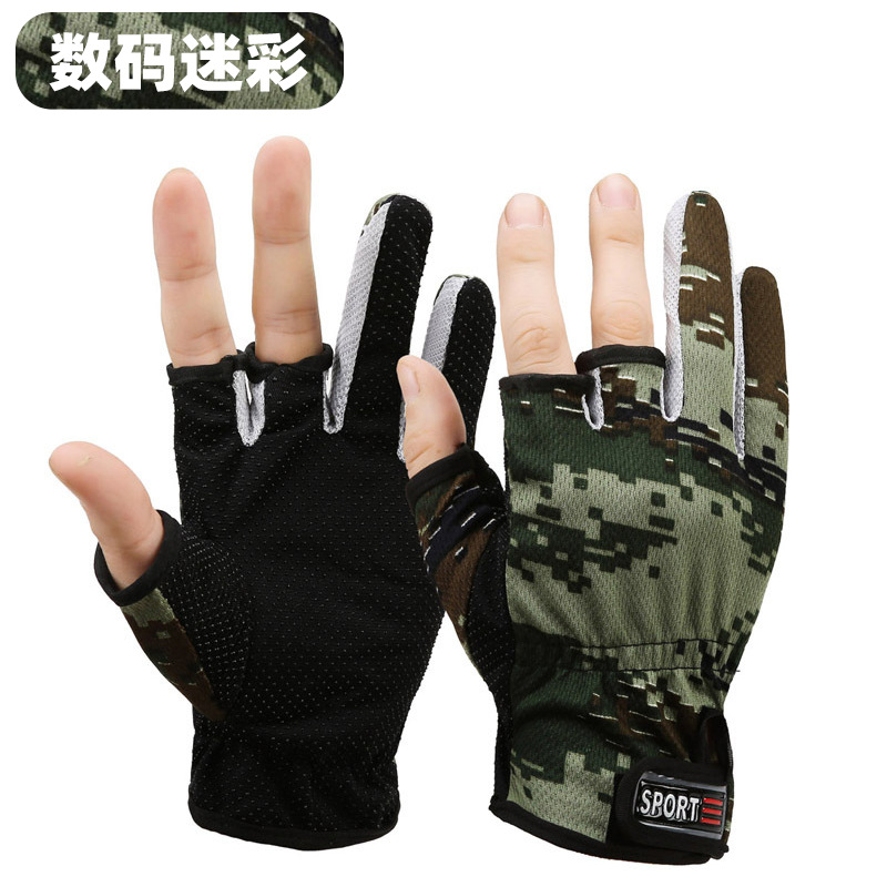 Picture of Three-Fingered Wear-Resistant Breathable Black Pit Lure Fishing Gloves, Three-Fingered Outdoor Fishing Lure Gloves with Exposed Fingers