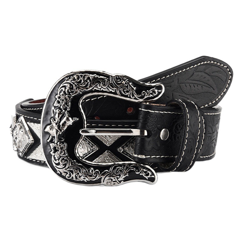 Women's Belt Handmade Belt Denim Style Pin Buckle Genuine Leather First Layer Cowhide Belt for Men and Women with Jeans