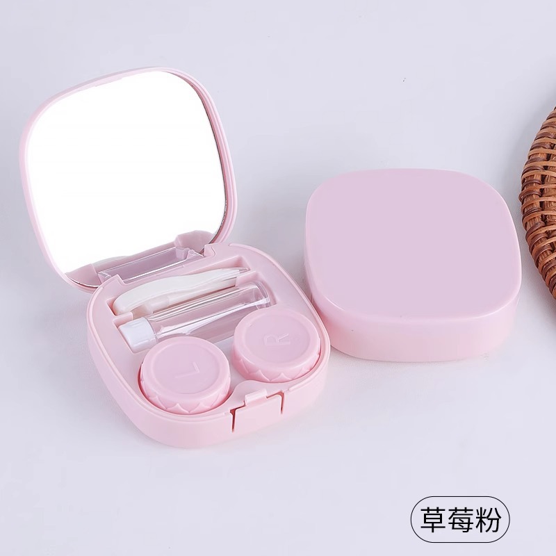 Picture of Simple Contact Lens Box Portable Compact Leak-proof Ins Style Contact Lens Box with Mirror Storage Duo Companion Box