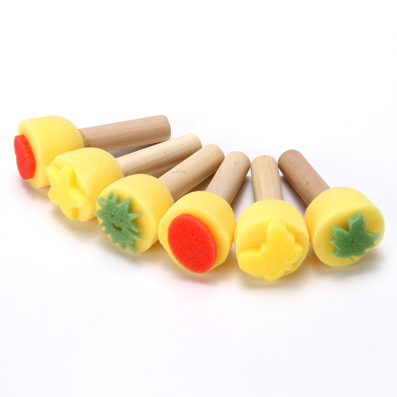 Picture of Children's painting graffiti seal painting sponge brush DIY sponge seal 6 piece set