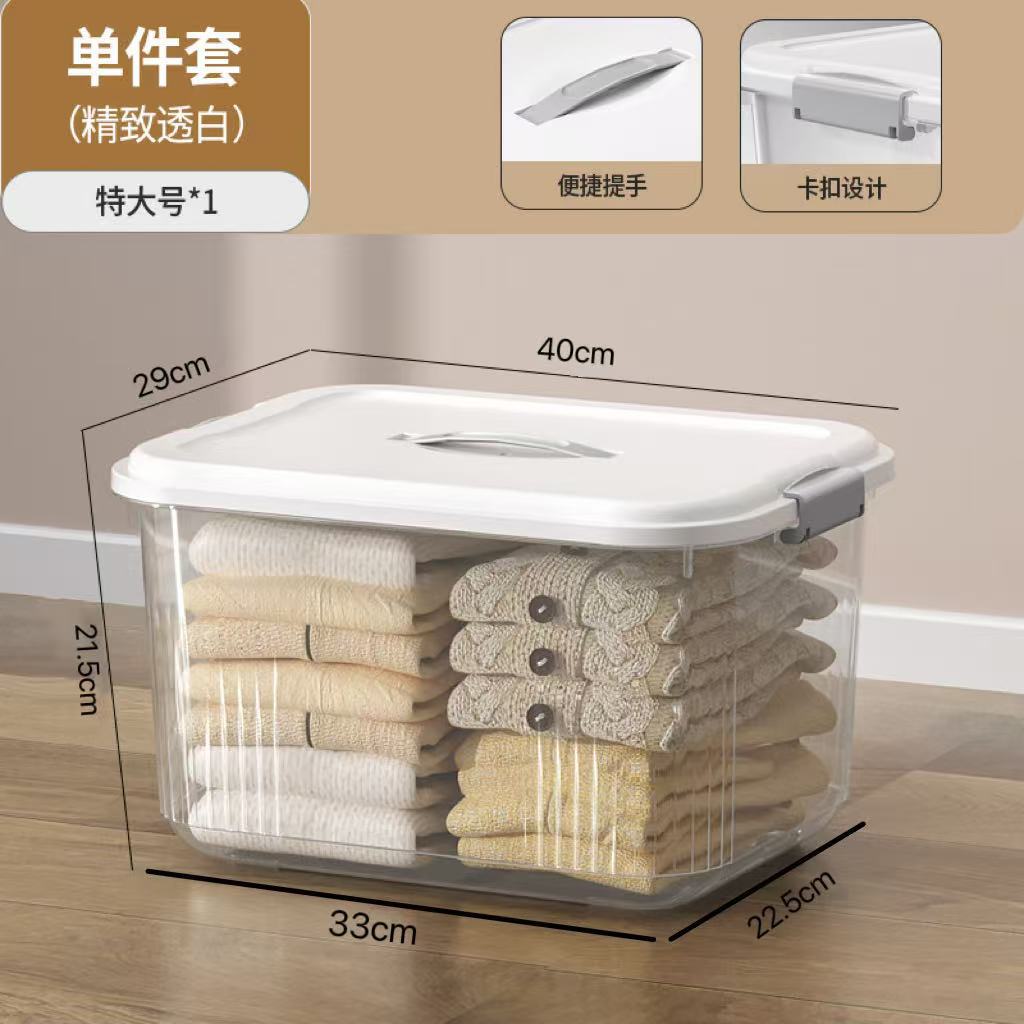Picture of Transparent Storage Box Plastic Box with Lid Satchel Storage Box Large and Small Clothing Storage Box Organizer Box with Lid