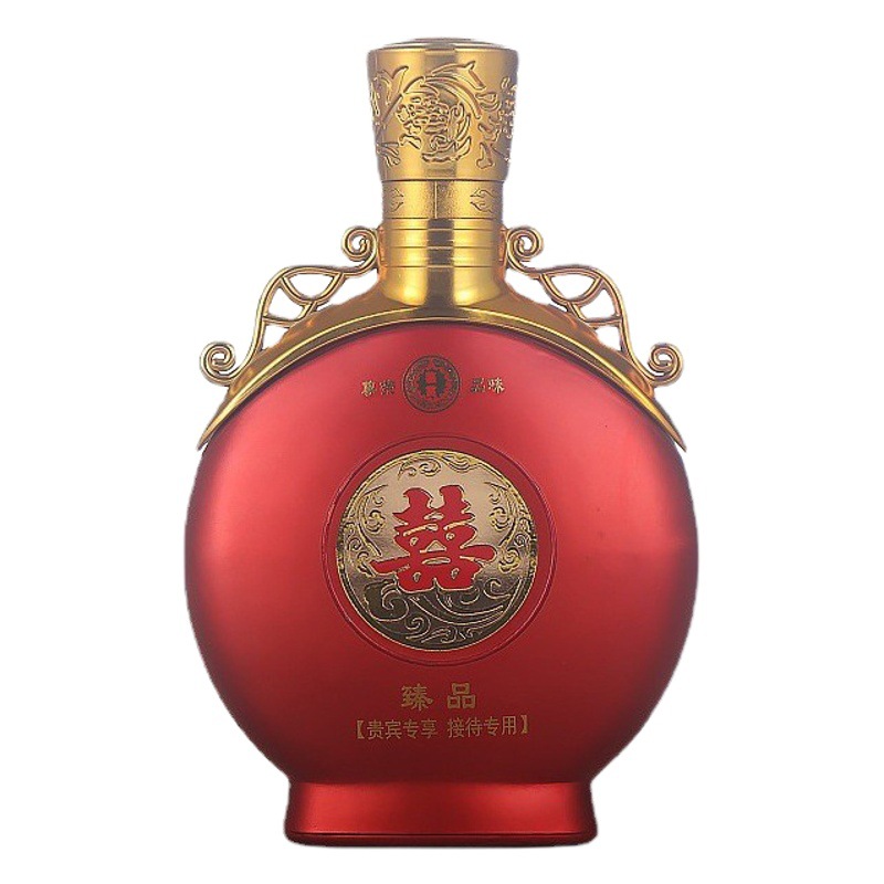 0.5kg Pack of 500ml Liquor Glass Bottles, Flat Round Shape with Embossed Design, Suitable for Wedding and Birthday Celebrations, Gift Box Packaging