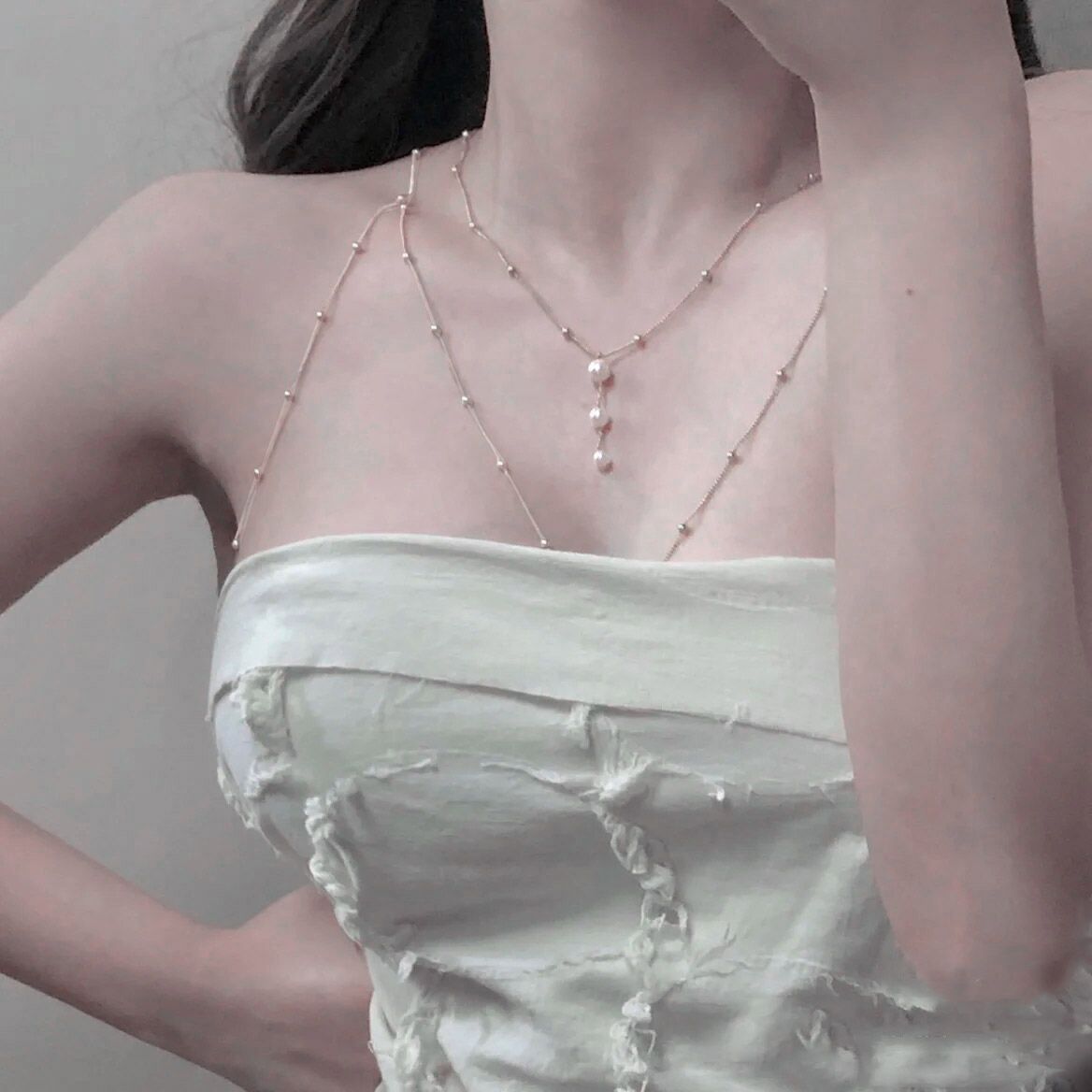 Picture of Chest Chain Jewelry Pure Desire Internet Celebrant Same Style High-end Fashion All-match Sexy Flash Diamond Pendant Body Chain Necklace