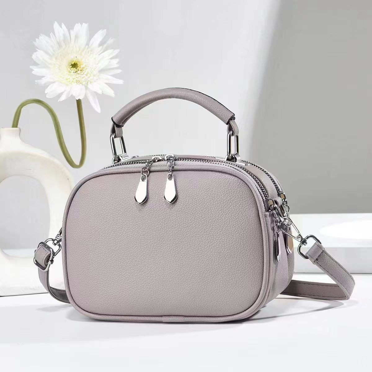 Picture of 2024 New Fashion shoulder bag western style messenger bag large capacity Korean style small square bag texture trendy multi-layer mobile phone bag