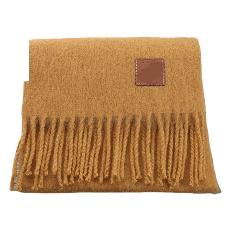Picture of Set of standard new Luowei loe same style mohair mixed imitation scarf thickened warm plain tassel scarf shawl
