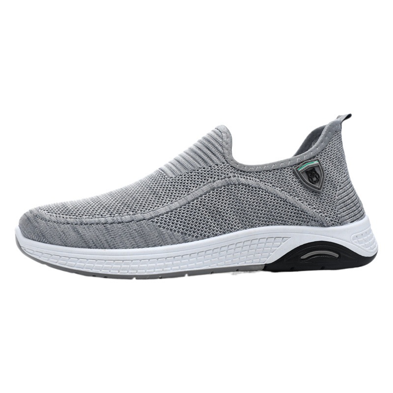 Cross-border Foreign Trade Flying Weaving Men's Shoes 2025 Simple Round Toe Flat Casual Walking Shoes Soft Sole Slip-on sneaker for Men