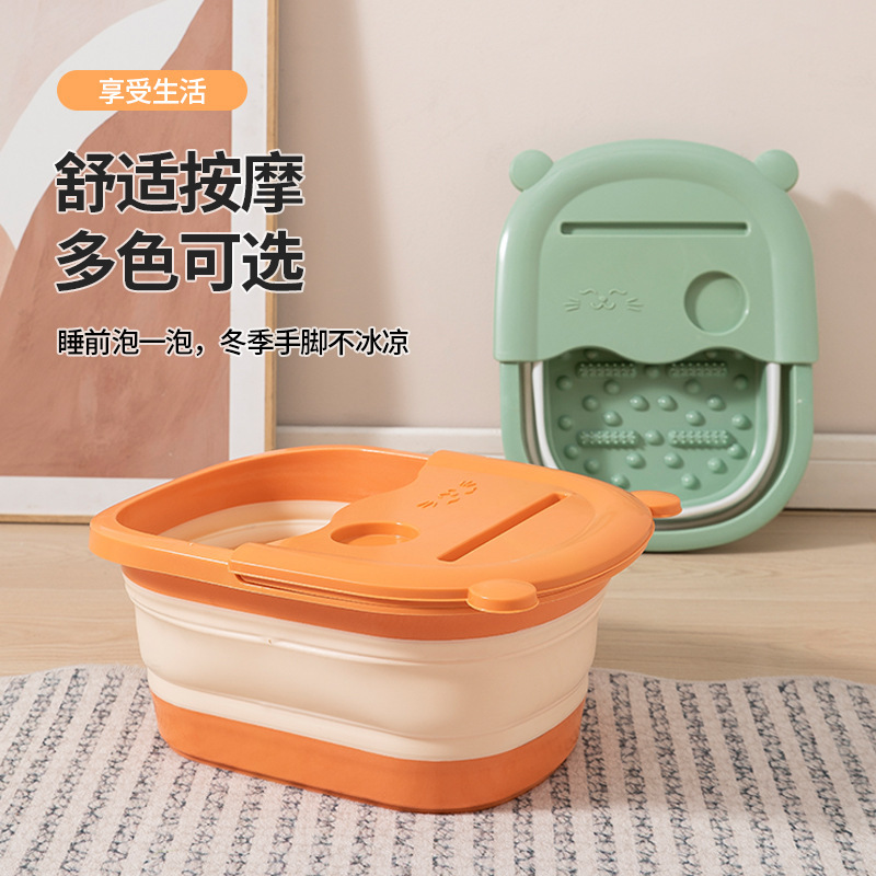 Picture of Foldable Foot Bath Bucket, Foot Bath Basin That Reaches the Calves, Plastic Foot Wash Basin, Foot Care Basin with Lid, Smart and Storable