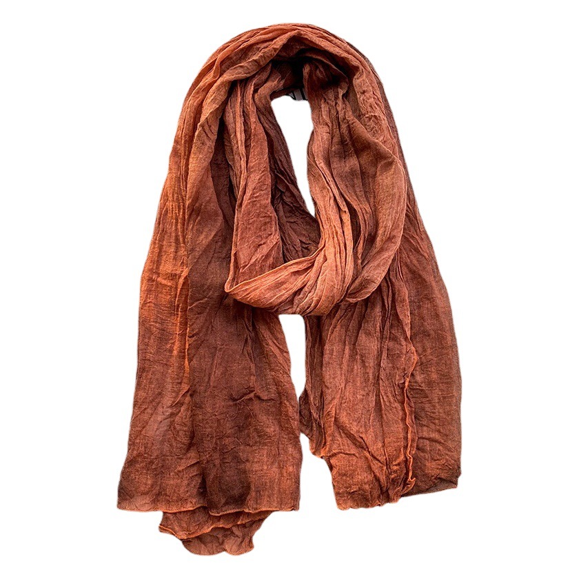 Cotton and linen scarf women tie-dyed ethnic style shawl long gradient silk scarf art scarf Spring and Autumn long silk scarf wholesale