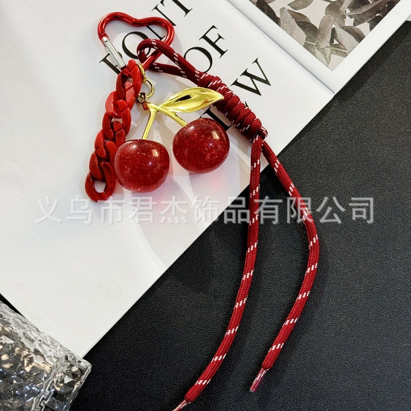 Fashion New Cherry Woven Rope Pendant Fashion Keychain Exquisite Car Car Keychain Explosions Hanging Trendy