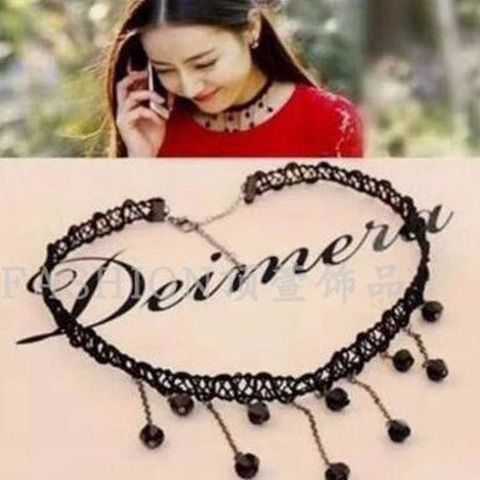 Picture of Cross Border Accessories Women's Neck Strap Court Gothic Spice Girl Neck Chain Lace Necklace Choker Clavicle Chain Collar Collar Vintage