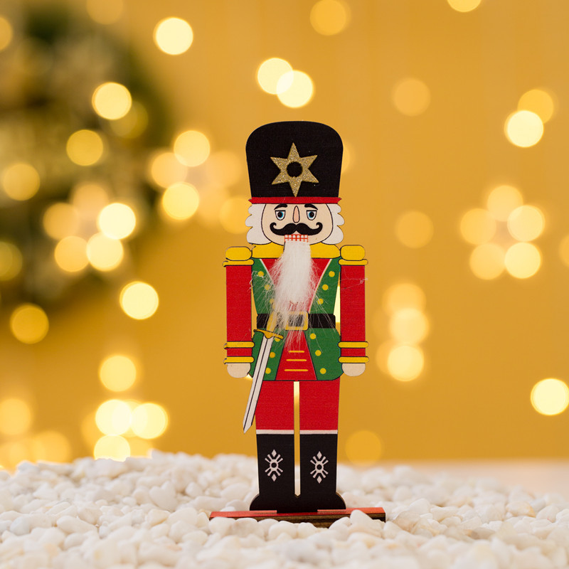 Picture of Walnut Soldier Color Christmas Wooden Assembled Ornaments Christmas Decorations Office Window Desktop Ornaments