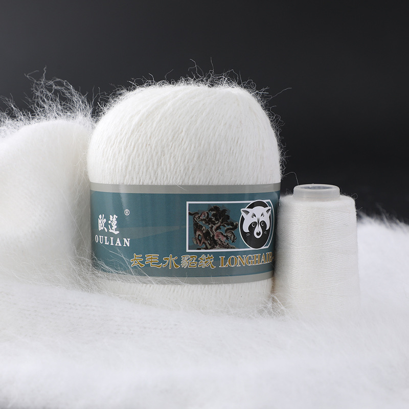 Long-Haired Mink Velvet Yarn Oulian13S/2 Medium-Thick Hand-Knitted Angora Rabbit Hair Yarn for Hand Knitting