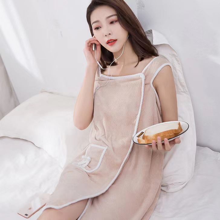 Picture of Coral Velvet Bath Skirt Wholesale Than Pure Cotton Absorbent Thickeneded Bathrobe Adult Women's Bathrobe Home Bath Towel Type a