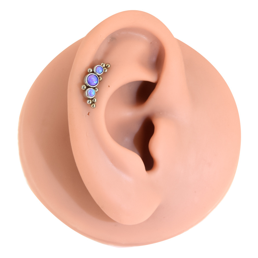 Picture of Stainless steel inlaid Australian jewel crown cartilage piercing ear nail inner tooth 0.9 lip nail ear bone nail piercing jewelry