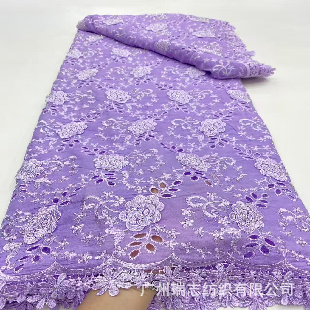 New African Colored Hot Diamond Openwork Embroidered Cloth Three-dimensional Water-Soluble Embroidery Dress Skirt Fashion Chiffon Fabric Lace