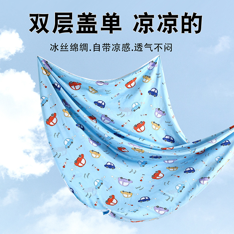Picture of Summer Cotton Silk Artificial Cotton Double Layer Thin Quilt Cotton Silk Baby Blanket Baby Summer Household Sheds Children's Summer Cool Quilt