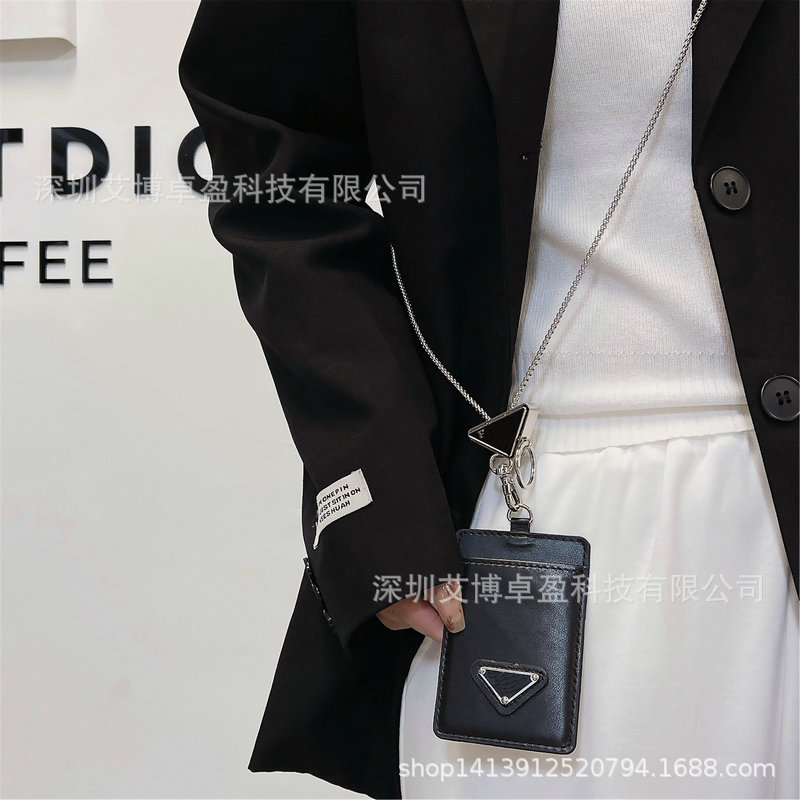 Picture of European and American Luxury Triangle Metal Chain Work Card Card Bag Trendy Card Case Hanging Neck Ins-style Crossbody ID Card