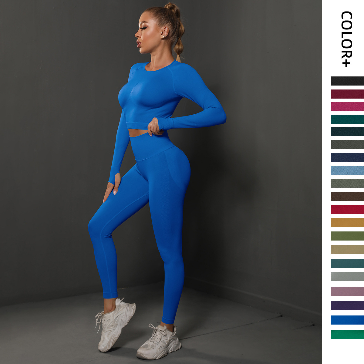 Spot Cross-Border European and American Seamless Peach Tight-Fitting Butt-Lifting Yoga Clothing Set Sports Running Fitness Clothing Two-Piece Set for Women