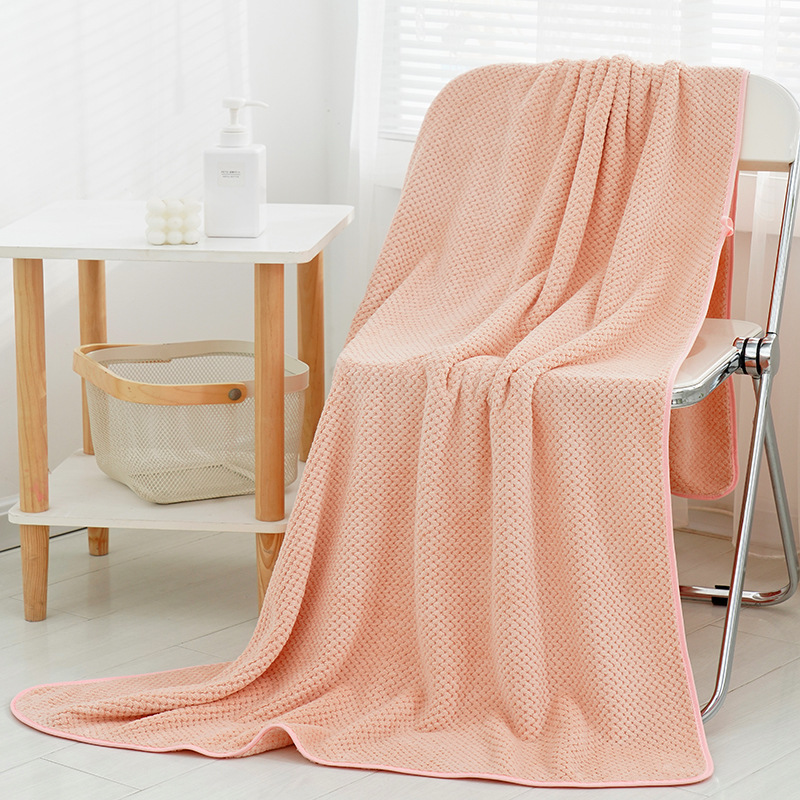 Picture of [90*170 large bath towel] pineapple high density thick coral velvet beach towel soft absorbent does not drop hair color