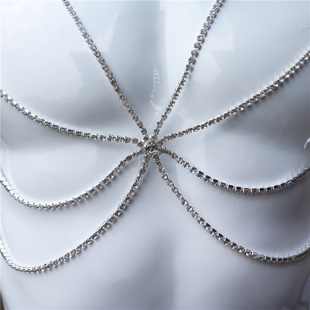 Picture of Cross-Border fashion sexy rhinestone halter bikini beach body chain personality multi-layer hot bra chain accessories