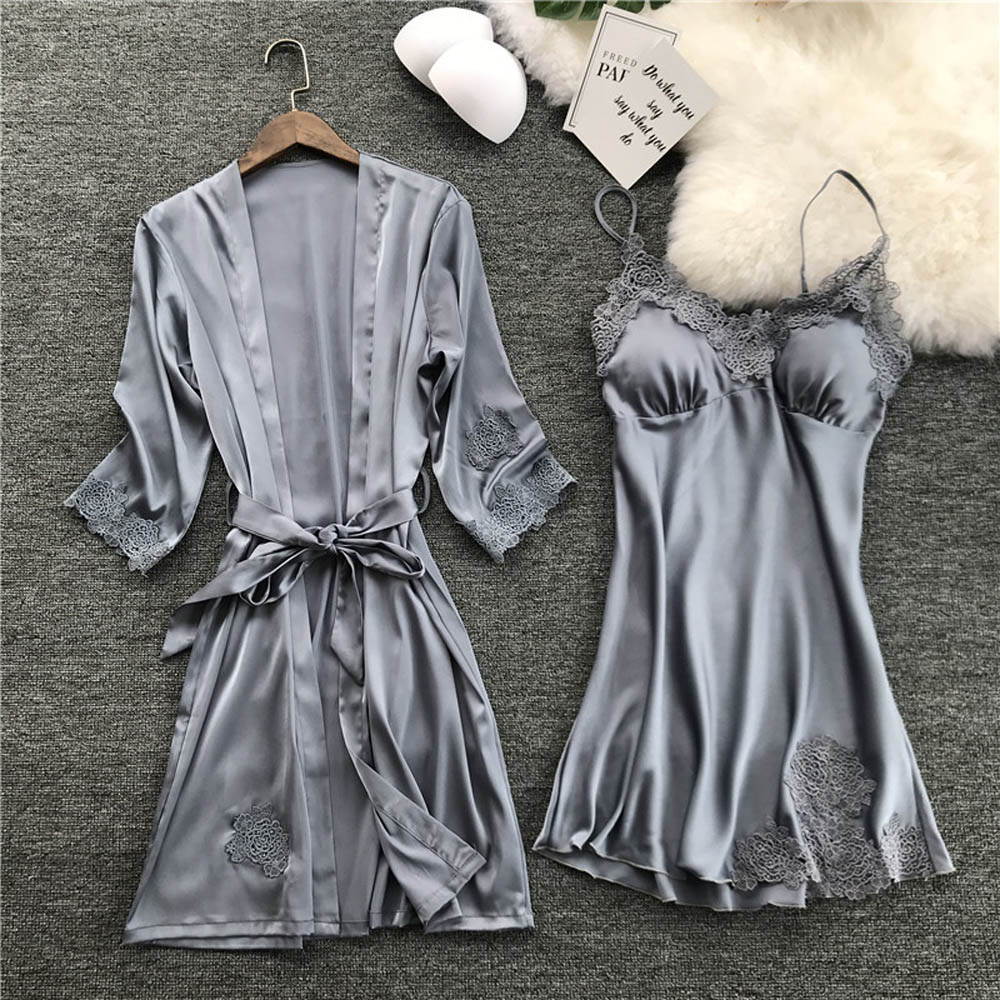 2021 New Summer Sexy Silk Pajamas Women's Sling Nightgown Ice Silk Women's Pajamas Sexy Women's Home Clothes