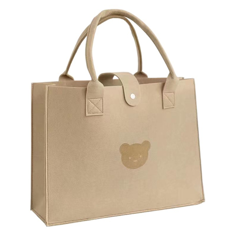 Felt bag wholesale new three bear net red felt tote bag large capacity fashion felt commuter tote bag