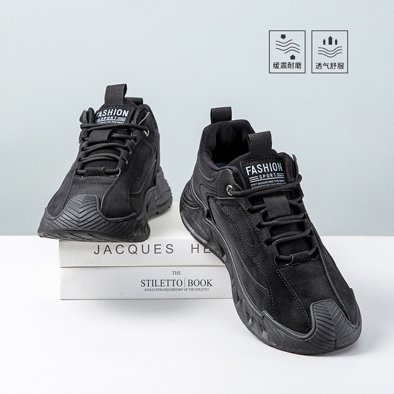 plus size Men's Casual Shoes Black Grey Khachi Outdoor Sports Dirt Resistant Lightweight Comfortable sneaker Retro All-match Men's Shoes