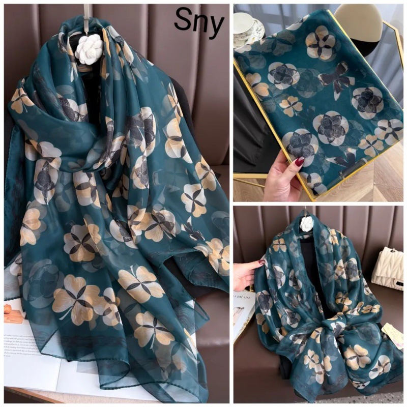 Picture of Spring and Summer New Soft Yarn Sunscreen Shawl Summer Thin Imitation Silk Long Silk Scarf Fashion Printed Flower Scarf