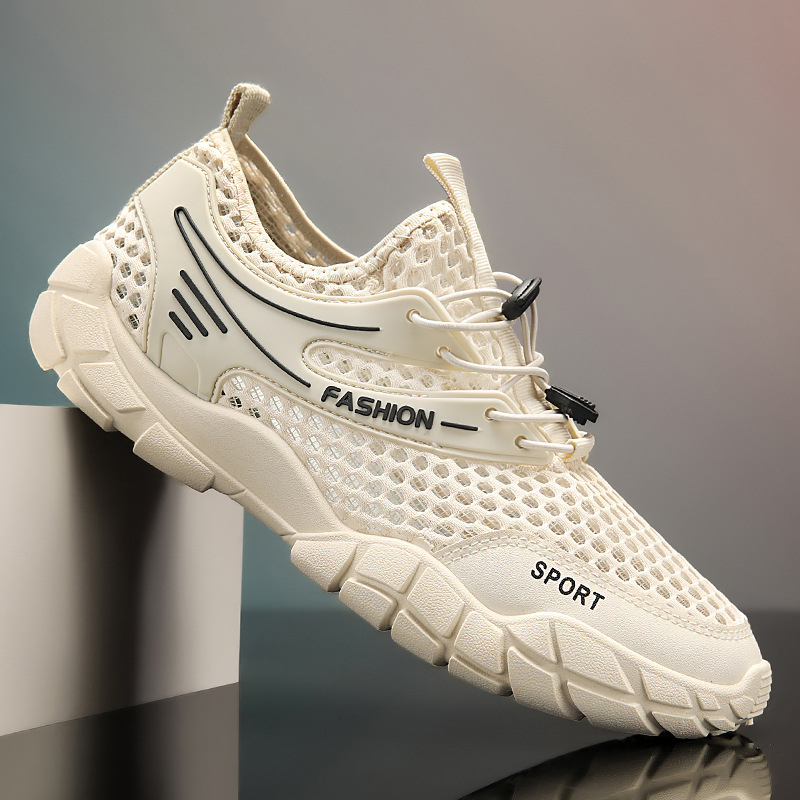 Mesh Shoes Men's Summer Breathable Mesh Thin Men's Shoes Single Mesh Mountaineering Shoes Mesh Summer Leisure Sports Trendy Shoes