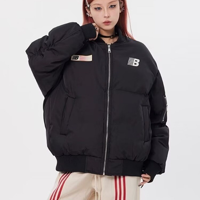Cross-border National Tide American Stars and Stripes Flying Jacket Coat Women's Autumn and Winter Warm Cotton Coat Baseball Suit Tide