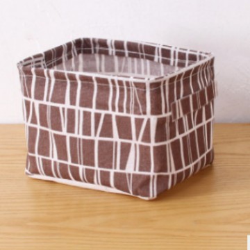 Picture of Fabric with Satchel Printed Cotton and Linen Storage Basket Desktop Miscellaneous Storage Box Cabinet Small Clothing Fabric Storage Basket