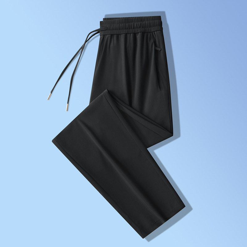 Summer Men's Young and Middle-aged Ice Silk Casual Pants Thin Straight Leg Trousers Quick-drying Breathable Loose plus size Sports Pants