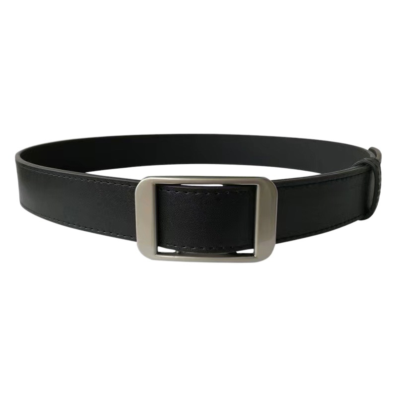 South Korea New Arrival Non-perforated Belt Men's Simple Long Square Buckle Popular Non-perforated Belt Decorative Jeans with Women