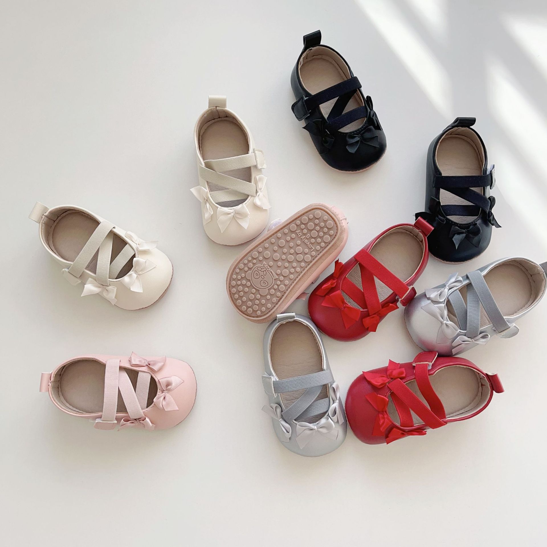 Spring Western-style Baby Girl Soft-soled Shoes Bow-knot Baby Shoes Toddler Shoes Non-slip Girls Going Out PU Single Shoes