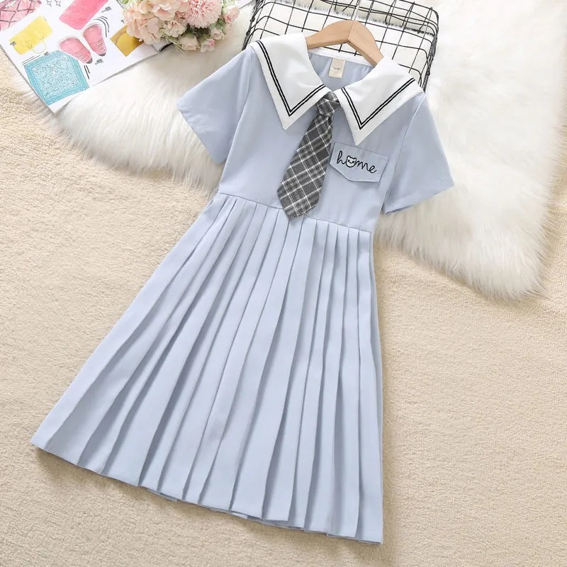 Girls' Summer Dress College Summer New Children's Dress Western Style Children's Clothing Little Girl's Fashionable Princess Dress Trendy