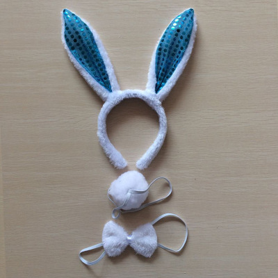 Picture of Cross-border Easter Plush Sequin Rabbit Headband Three-piece Set Ears Headband Bow Ties Children's Festival Performance Road