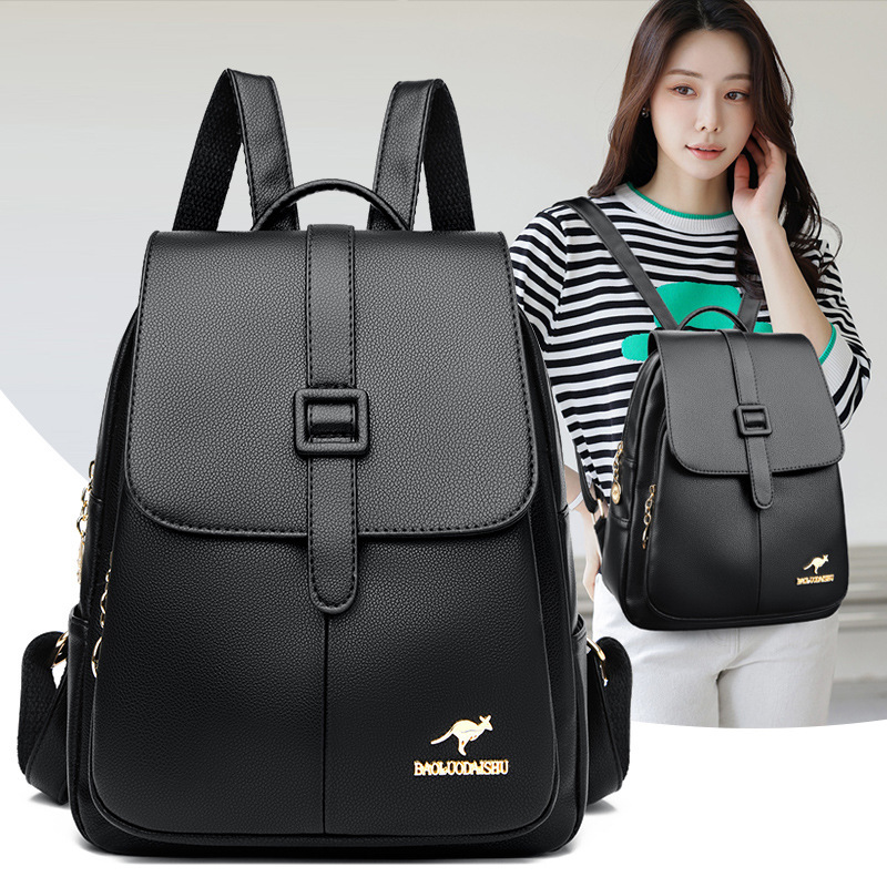 Picture of New Fashion Soft Leather Backpack Cross-border Wholesale All-match Multi-function Women's Bag Women's Portable PU Backpack