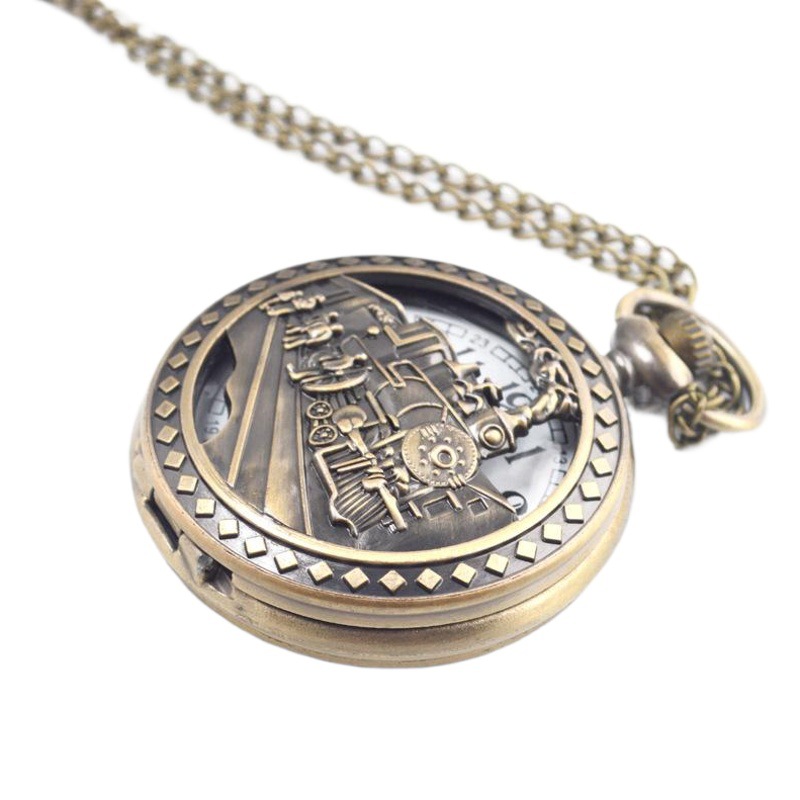 Boshiya Hollow Train Head Pocket Watch Wholesale Retro Flip Quartz Pocket Watch Unisex Casual Style Quartz Watch