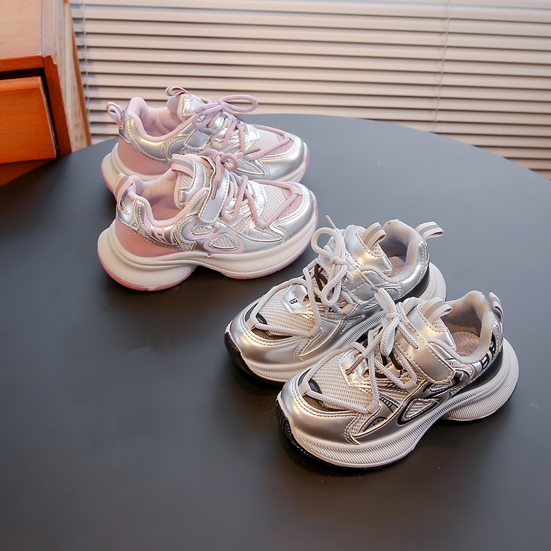 2025 Spring and Autumn New Sneakers, Girls' Shoes, Children's Mesh, Student Anti-Slip Running Shoes, Boys' Soft-Soed Casual Shoes