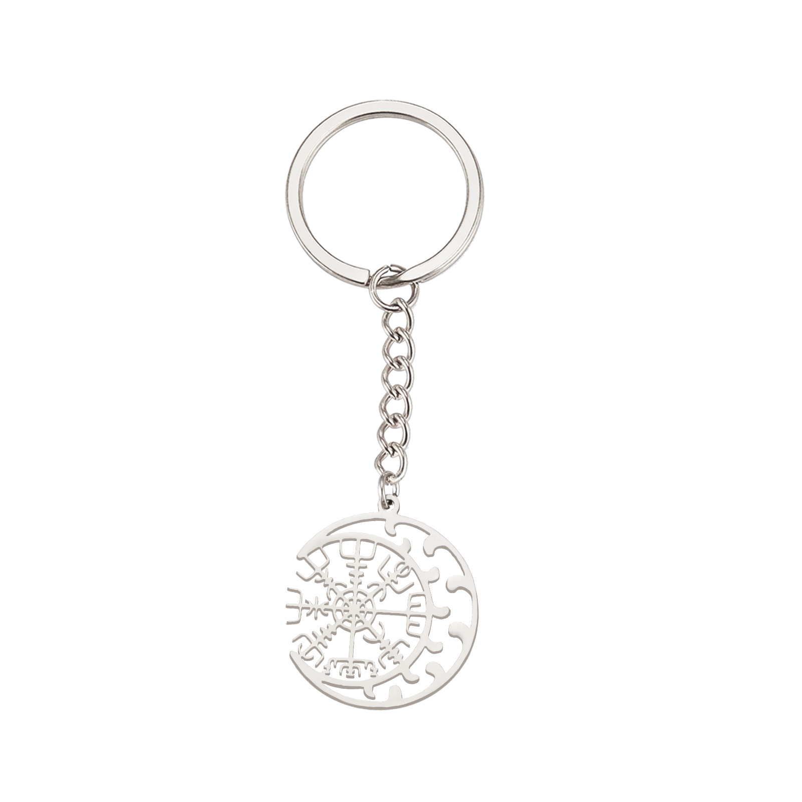 Picture of Europe and the United States cross-border hot sale with chain key chain mottled moon bag snowflake personality simple stainless steel car key chain