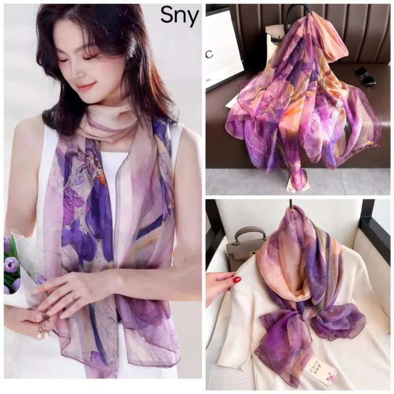 Picture of Spring and Summer New Soft Yarn Sunscreen Shawl Summer Thin Imitation Silk Long Silk Scarf Fashion Printed Flower Scarf