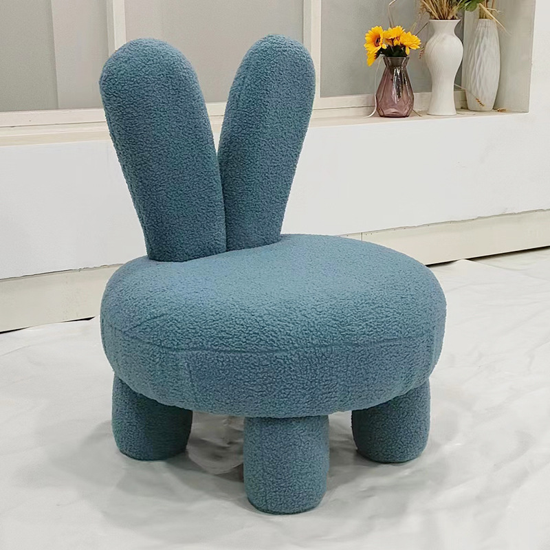 Picture of Cute Rabbit Children's Chair Fabric Shoe Changing Low Stool Lamb Velvet Backrest Chair Living Room Bedroom Creative Children's Seat