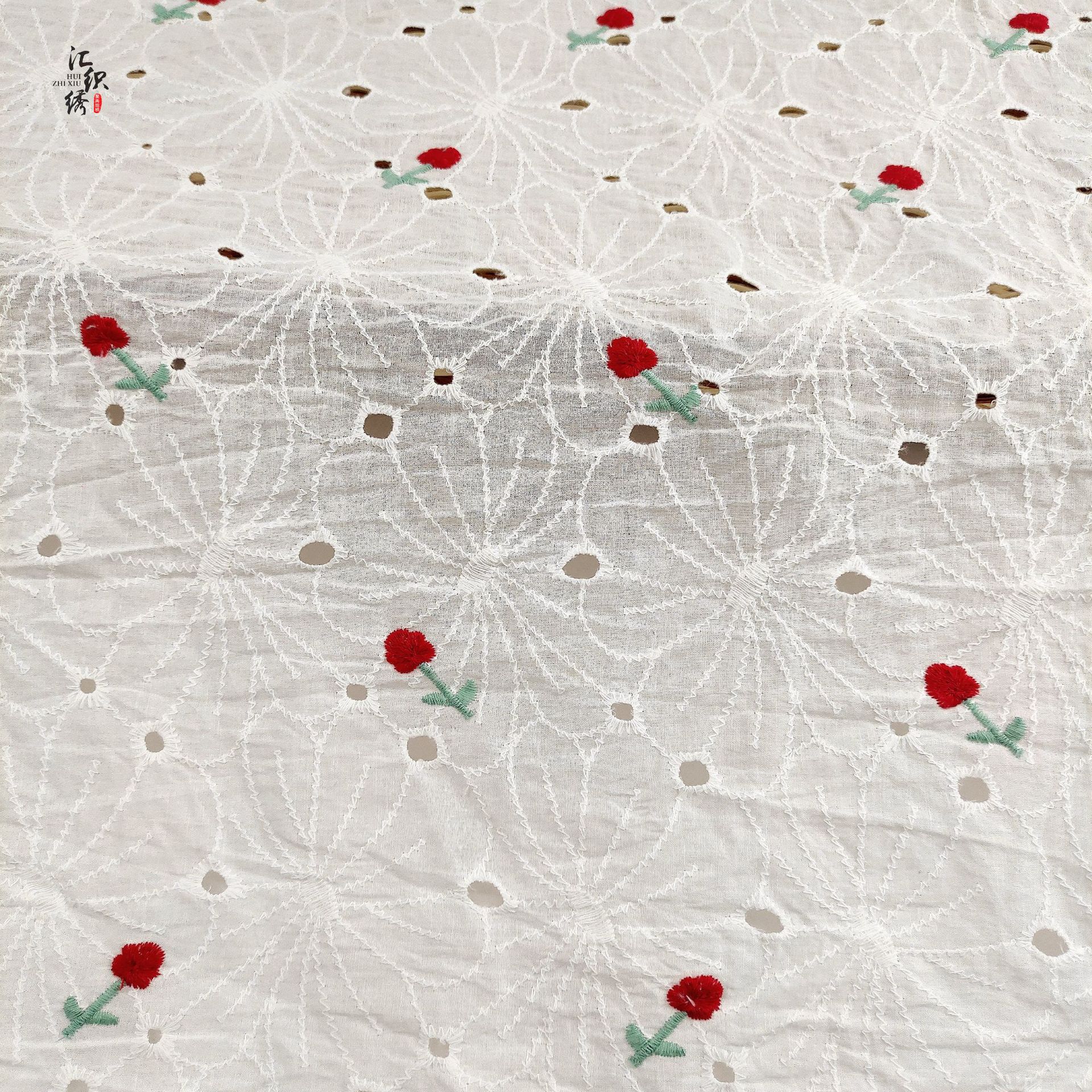 New Cotton Embroidery Hollow Lace Embroidery Perforated Embroidery Clothing Cotton Quality Multicolor Cotton Lace Fabric