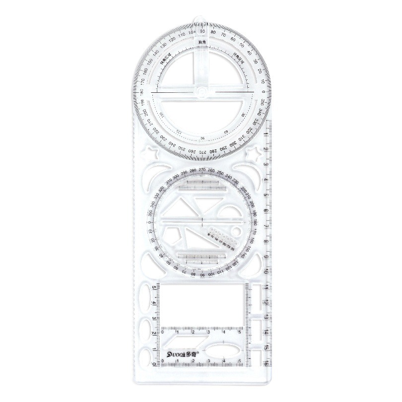 Multi-Function drawing ruler right angle compasses semicircle ruler painting stereoscopic picture protractor arc line polygon Oval