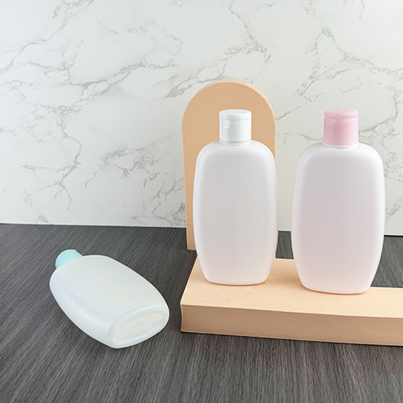 Factory Direct Sales 24 Teeth 200ml Flat Bottle Pink Johnson & Johnson Bottle Moisturizing Lotion Body Lotion Essential Oil HDPE Daily Packaging