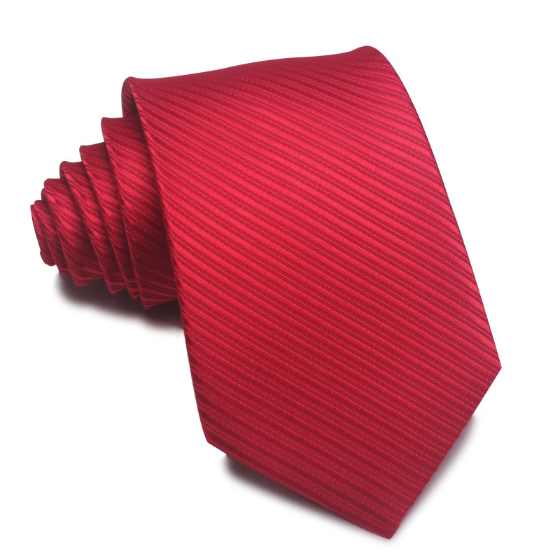 Picture of 25 New 8cm Polyester Jacquard Stripesd Tie 7cm Men's and Women's Business Formal Wear Casual High-End Red Black Blue
