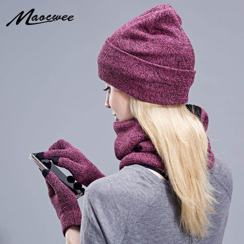 Picture of Foreign Trade Cross-Border Velvet Three-Piece Set Aliexpress Amazon Ebay Warm Suit Winter Hat Scarf Touch Screen Gloves