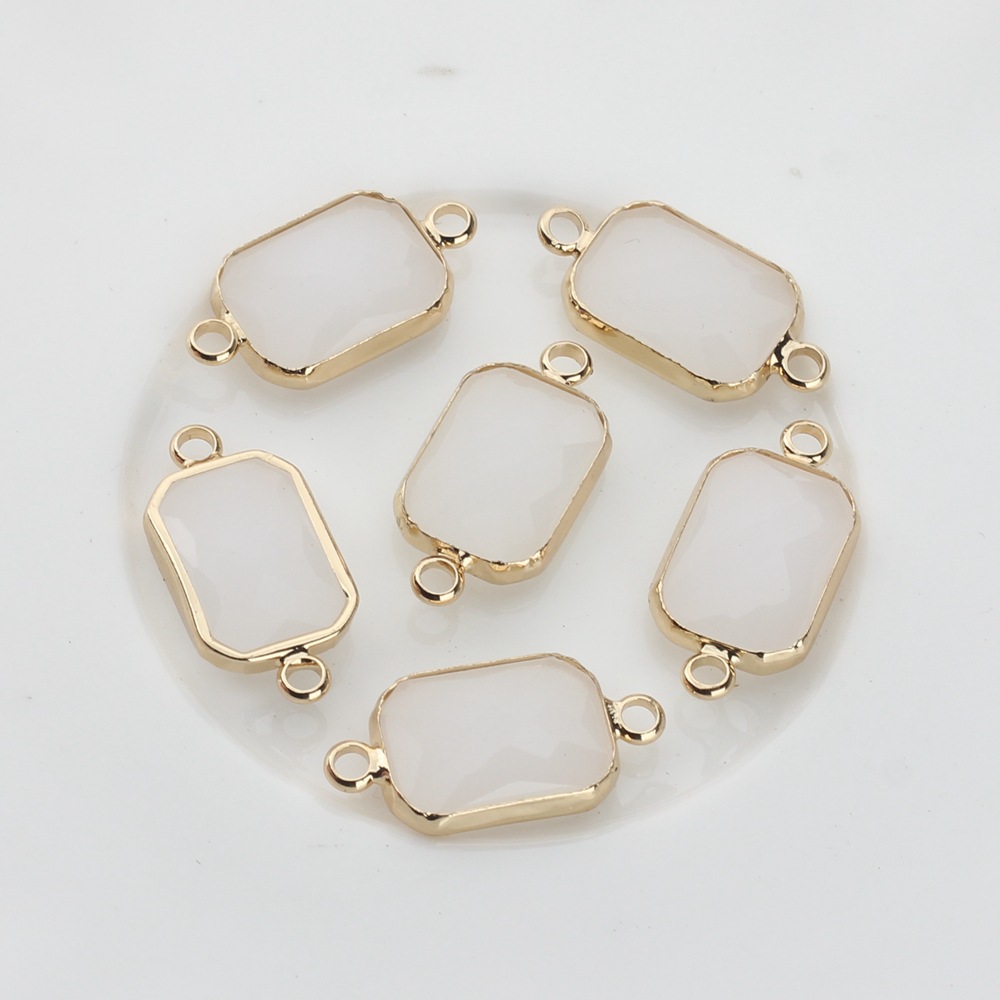 Picture of Copper-covered rectangular crystal cut double pendant small pendant production pendant earring accessories material wholesale